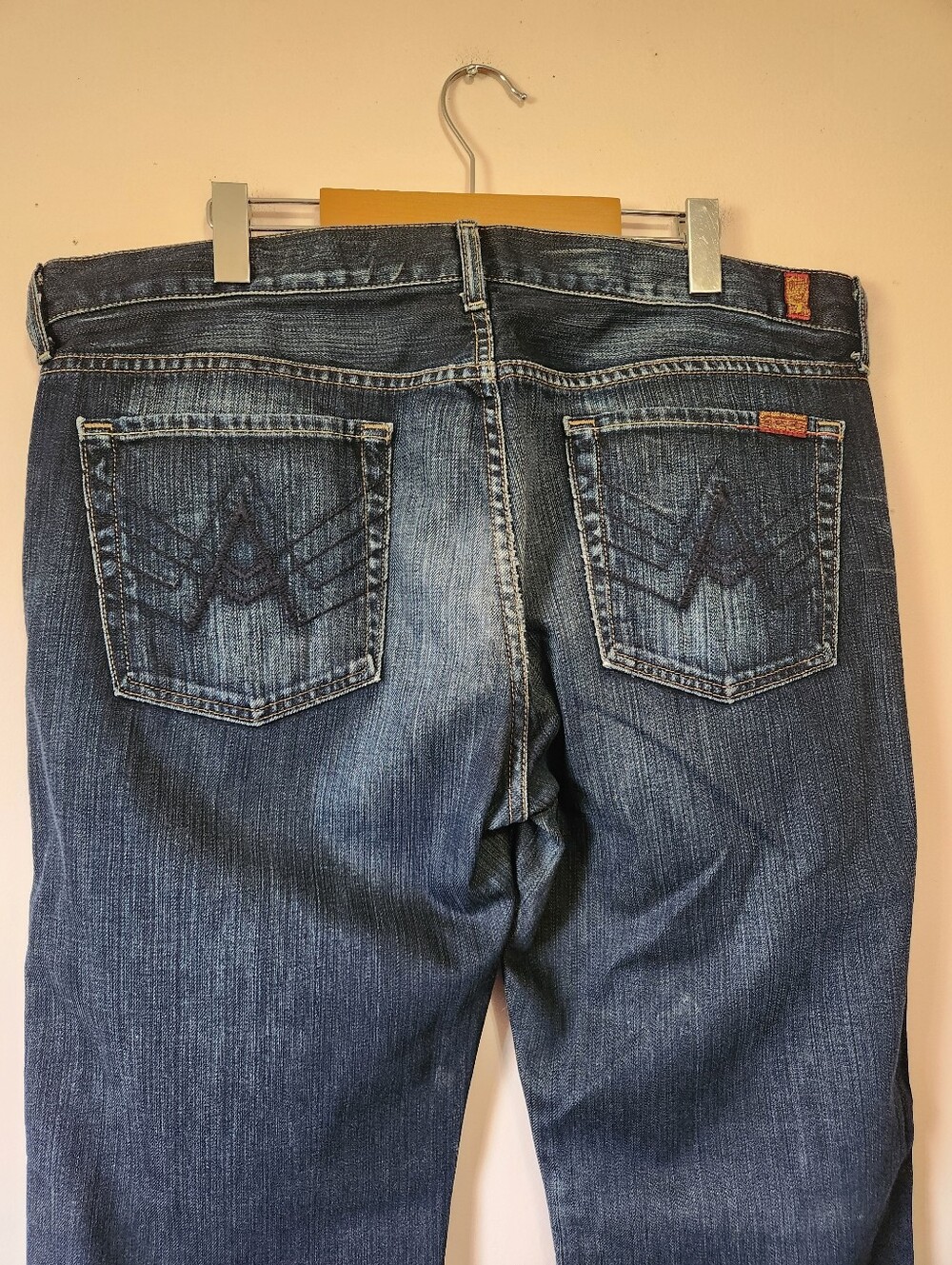 7 For All Mankind "A" Pocket Men's Jeans Sz 38 Made in USA Distressed Bootcut - Picture 4 of 14